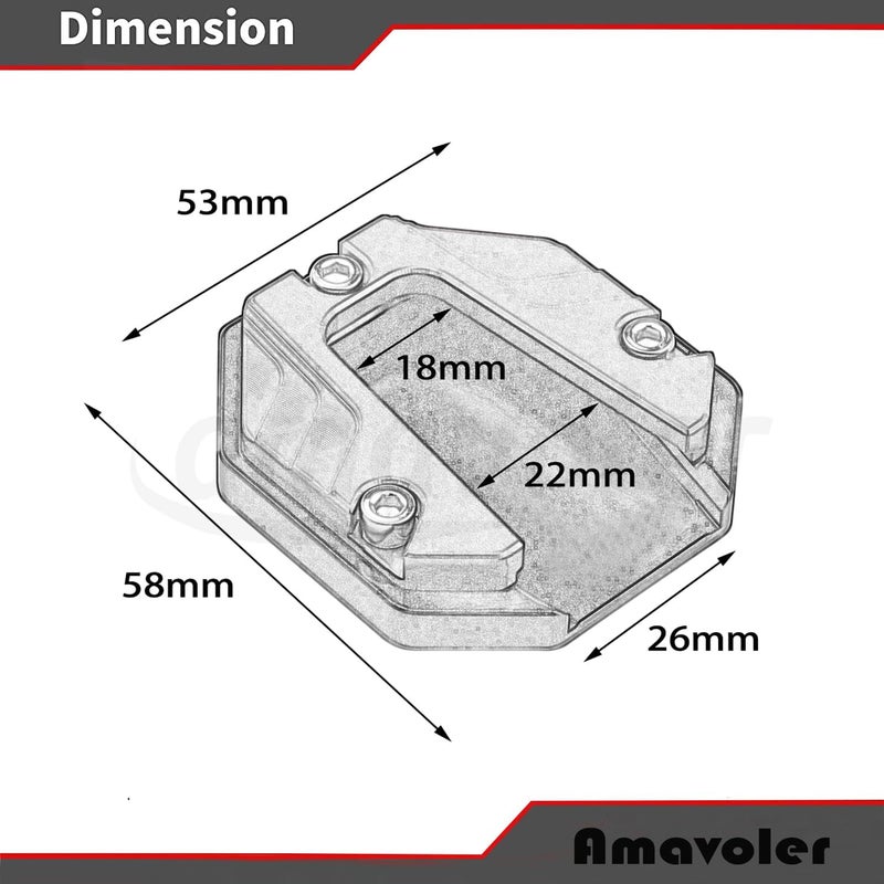amavoler Universal Scooter Motorcycle Bike Kickstand Extender Foot Side Stand Extension Pad Support Plate Anti-skid Enlarged Base (Red) - Image 2